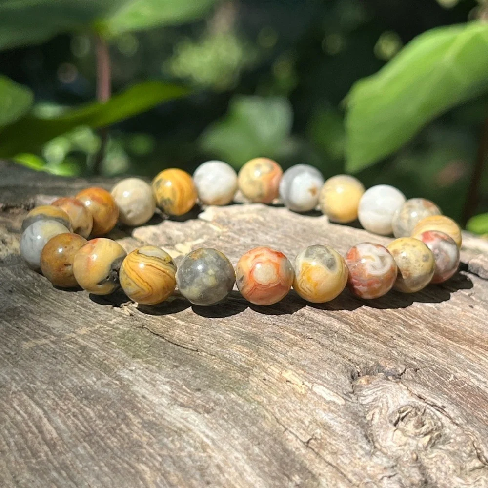 8mm stretchable crazy‎ lace agate bracelet